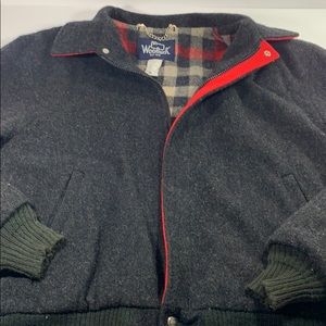 VTG Woolrich Mens XL Charcoal Gray Wool Bomber